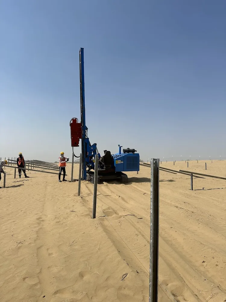 Pile support activity on a solar and field infrastructure site